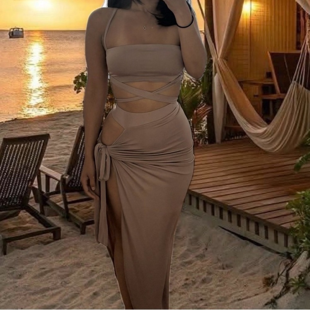 Oh Polly Tan Skirt Set